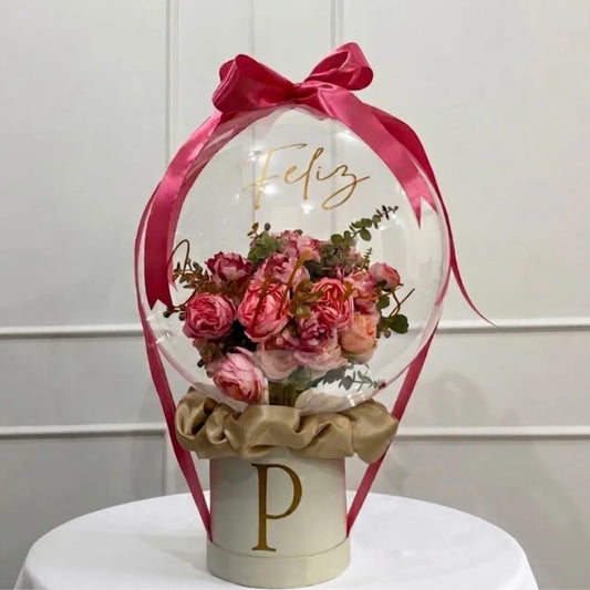 Regalo personalizado flores corla en globo