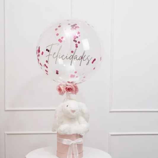 Regalo personalizado de peluche blanco y globo