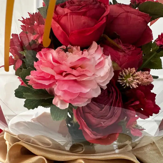Regalo personalizado flores rojas en globo