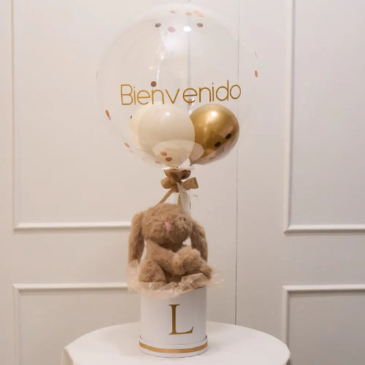 Regalo personalizado conejo y globos